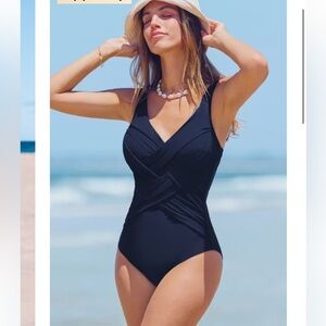 Lands end SlenderSuit  One-Piece blue tummy control, 16P, NWOT